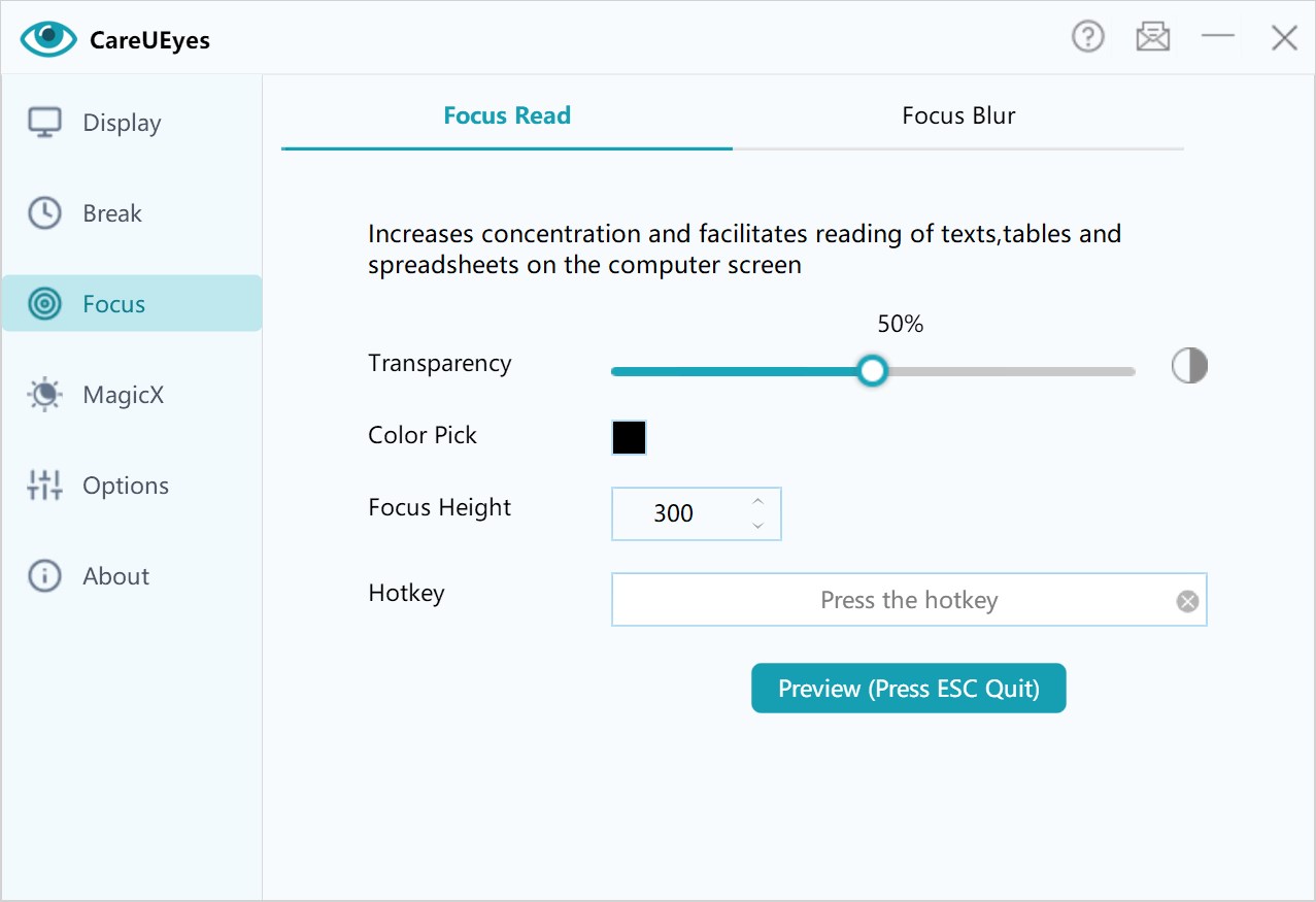 CareUEyes - Blue light filter, Brightness control,Screen dimmer screenshot