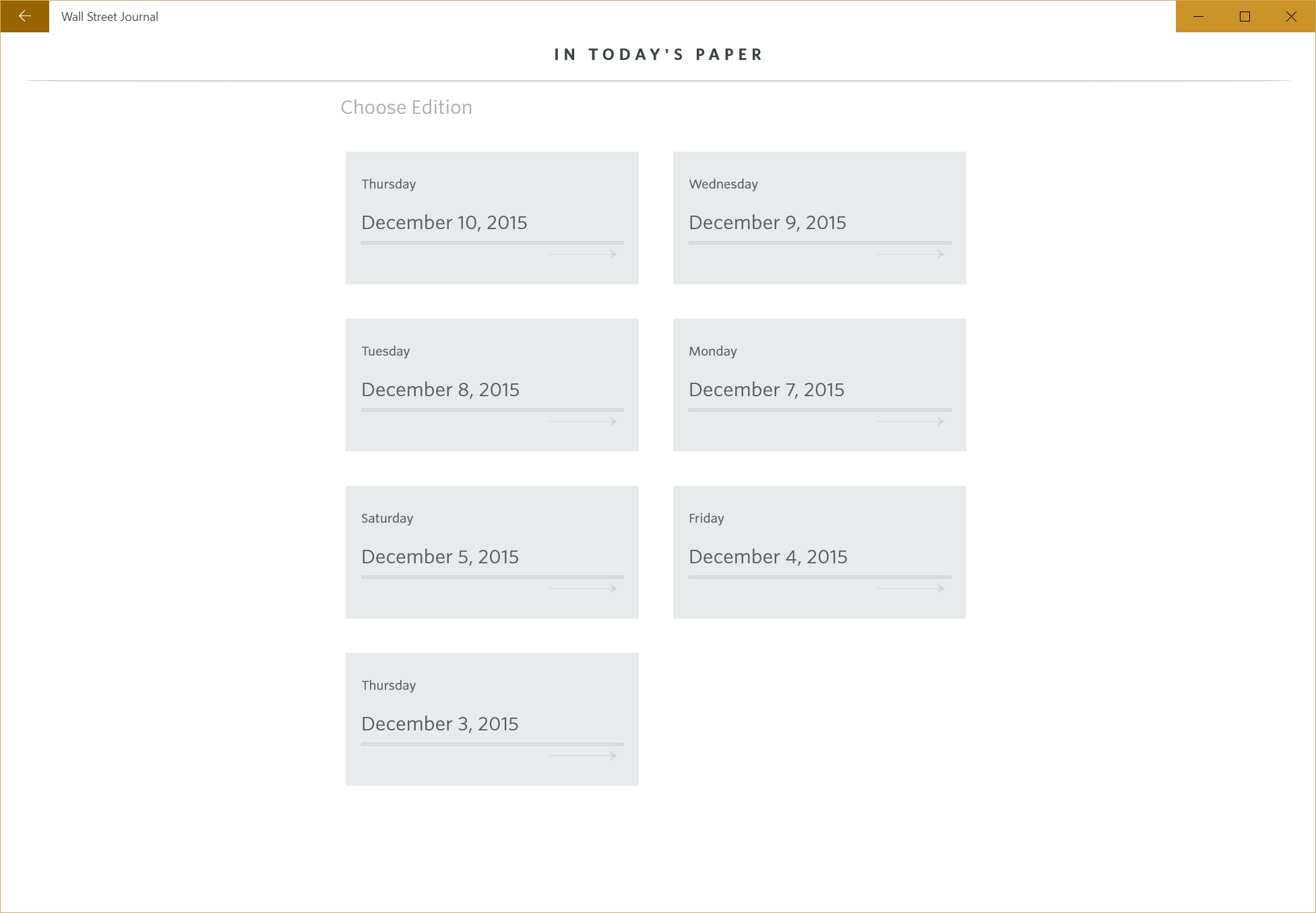 Screenshot: View the print edition of The Wall Street Journal for the past 7 days
