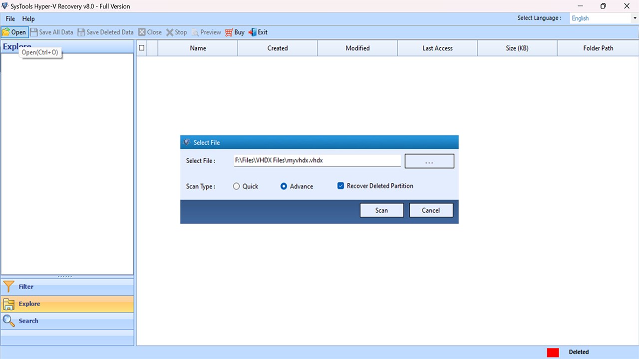 Snapshot 2 of SysTools Hyper-V Data Recovery