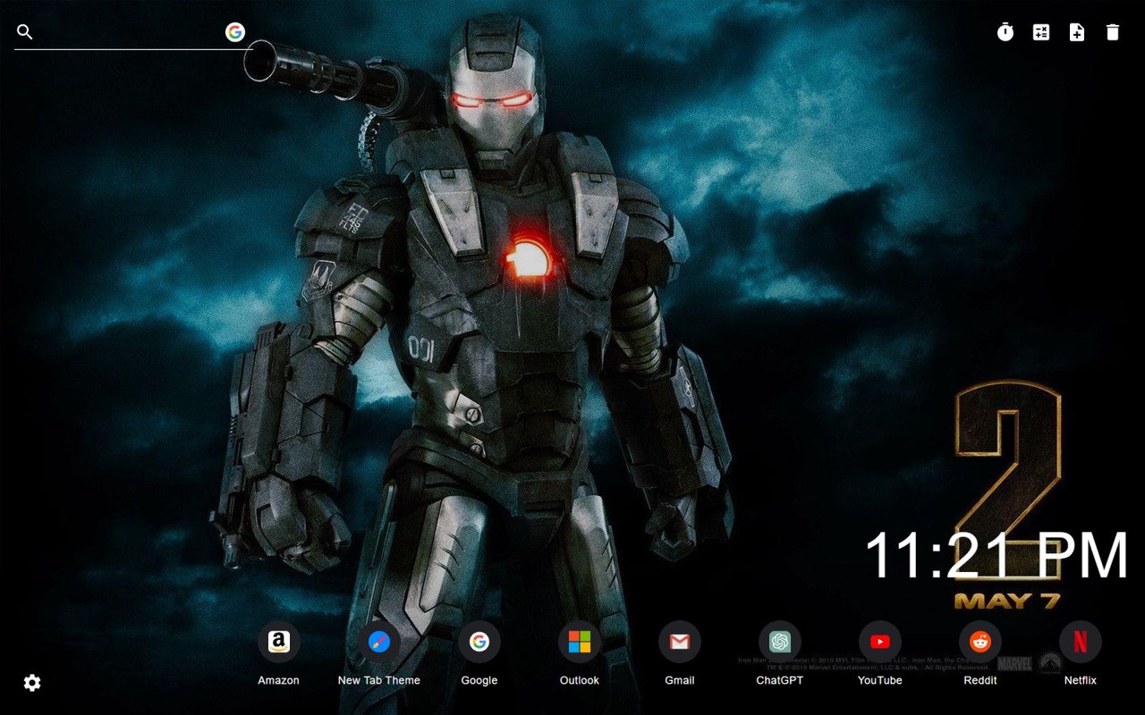 War Machine Wallpaper New Tab