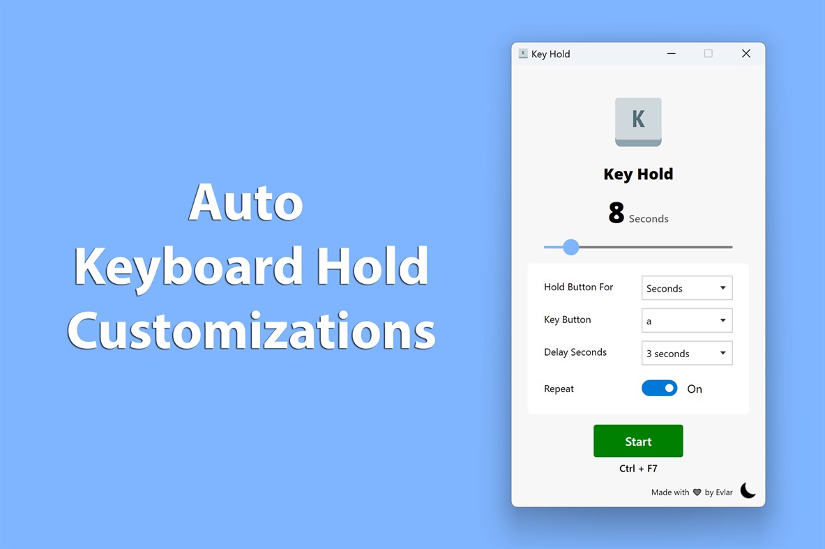 #1. Key Press Holder (Windows) Podle: EvlarSoft LLC