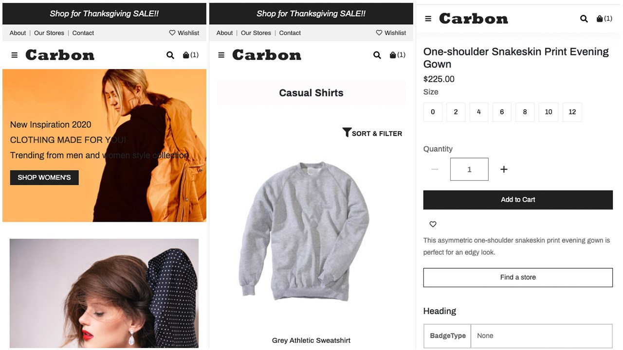 Snapshot 6 of Carbon Theme for Dynamics 365 Commerce