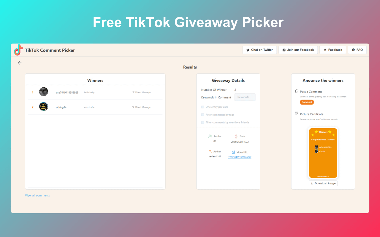 TikTok Giveaway Picker - EasyComment