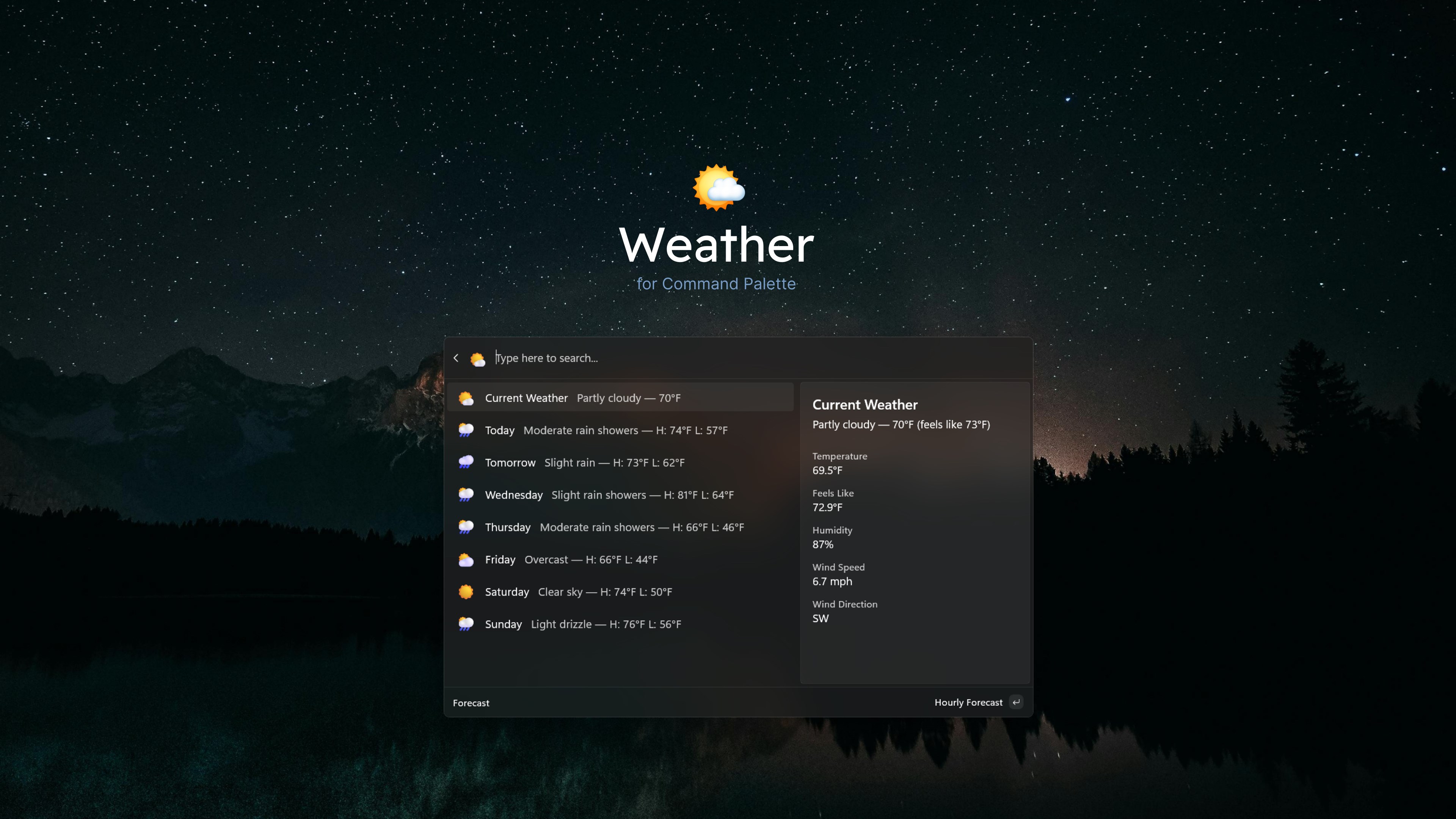 Weather for Command Palette screenshot