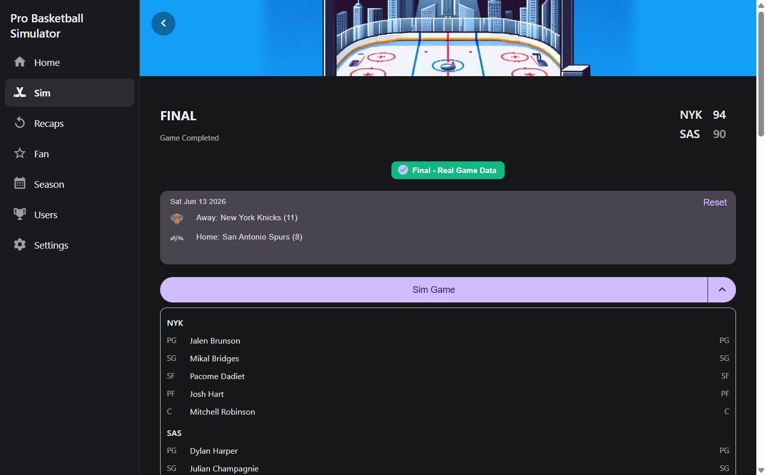 Pro Basketball Simulator screenshot