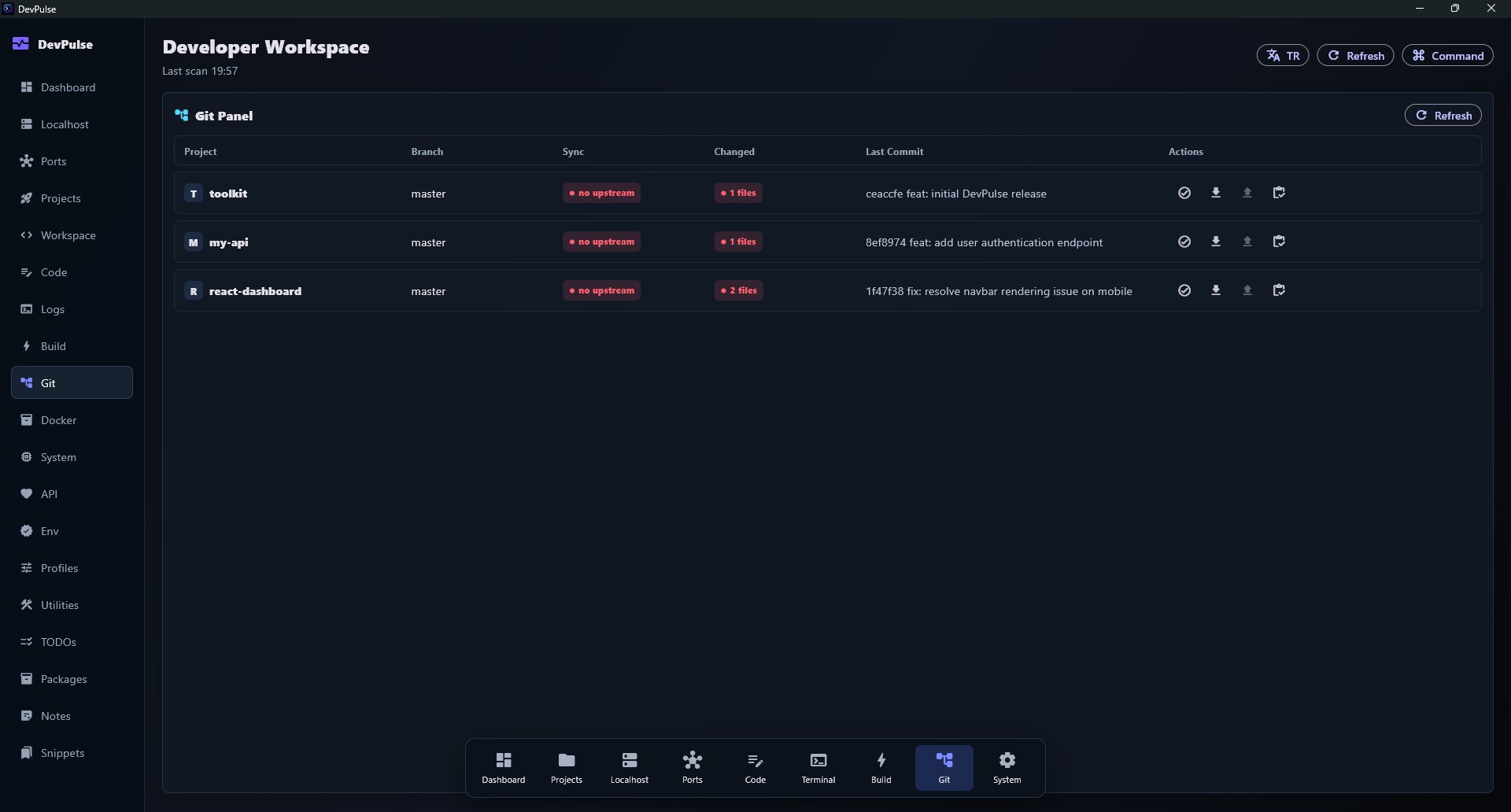 DevPulse screenshot