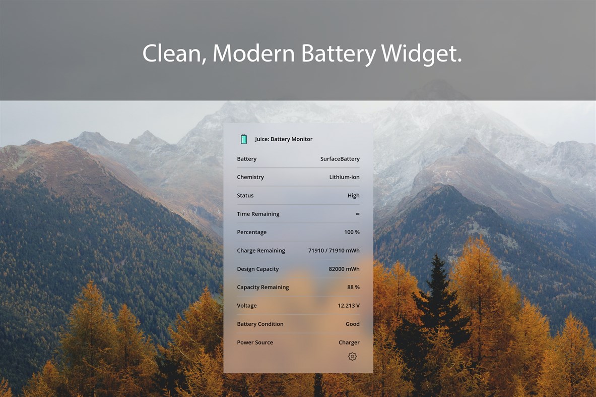 #1. Modern Battery Widget (Windows) Podle: EvlarSoft LLC