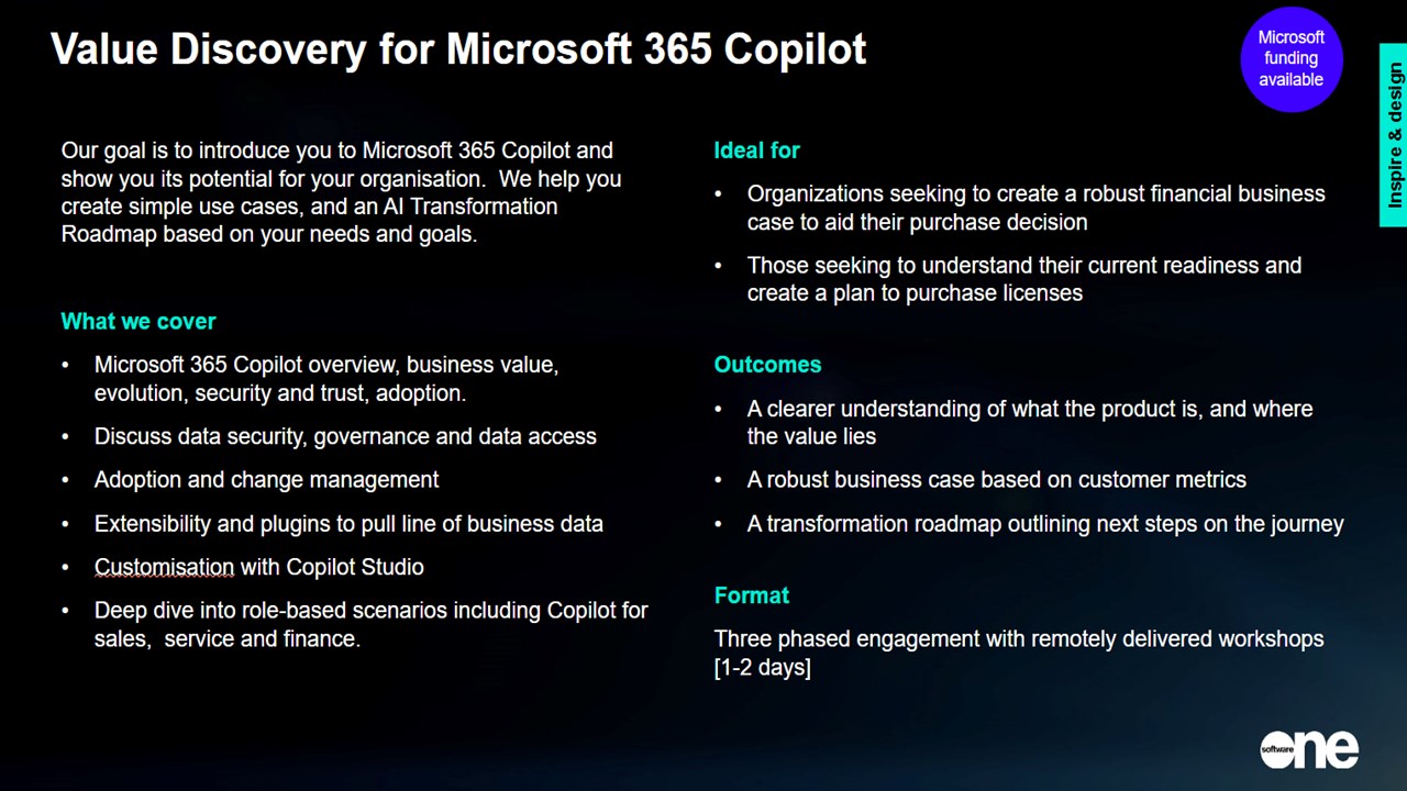 Snapshot 1 of SoftwareOne Value Discovery for Microsoft 365 Copilot