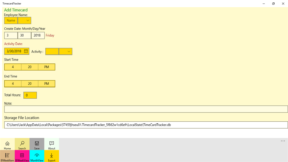 TimecardTracker (Windows) 由: jhseu01