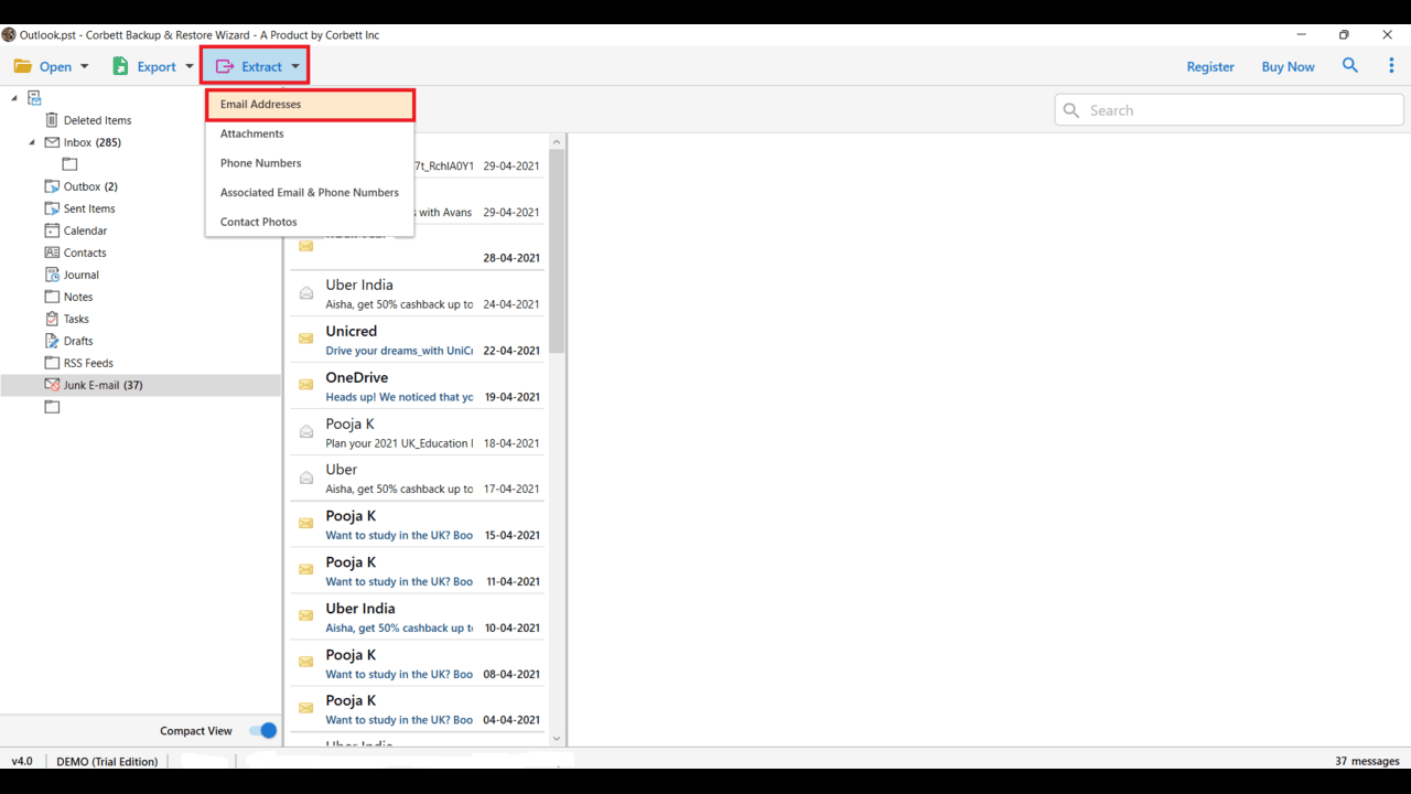 Snapshot 4 of Corbett Email Address Extractor