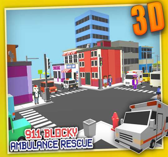 Blocky 911 Ambulance Rescue screenshot 2