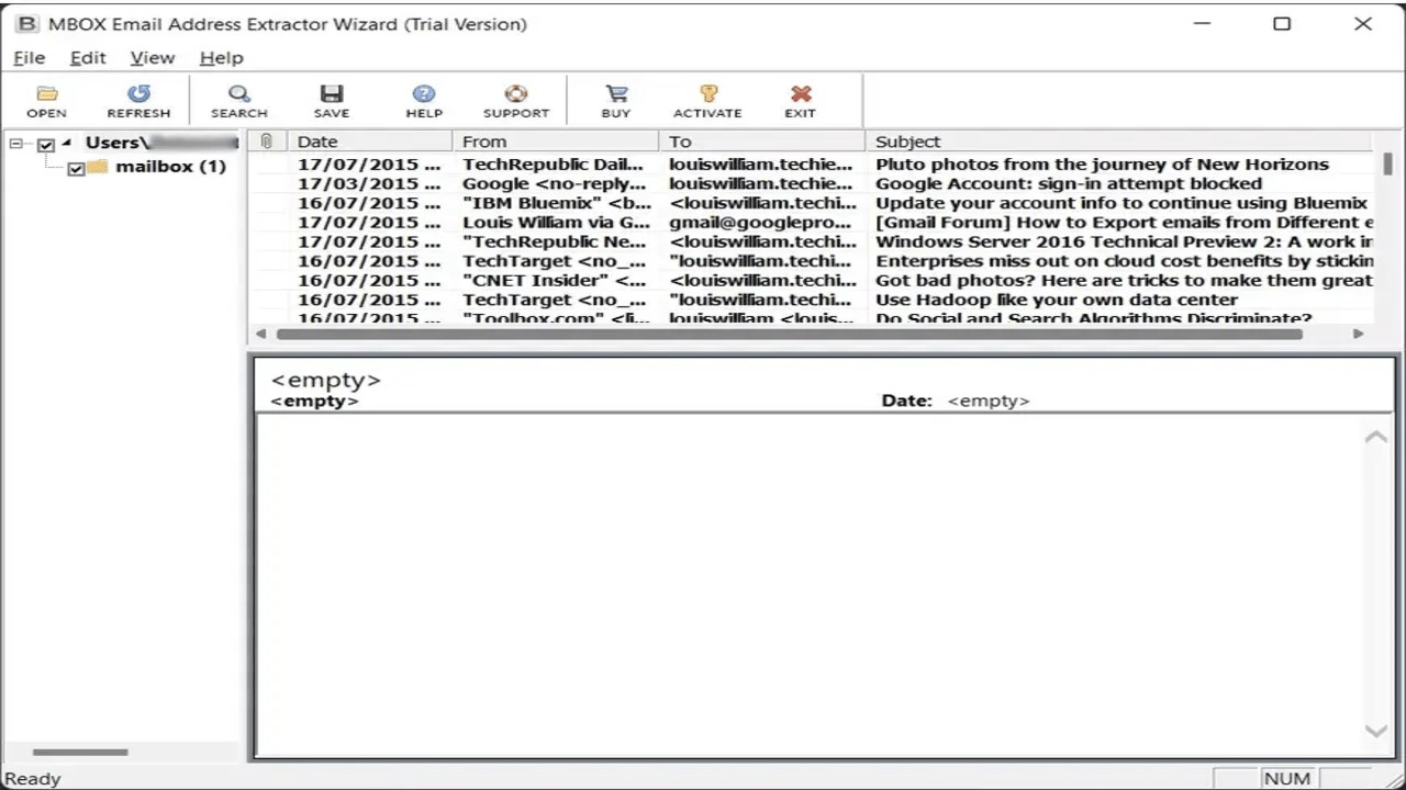 Snapshot 3 of BitRecover Apple Mail Email Address Extractor