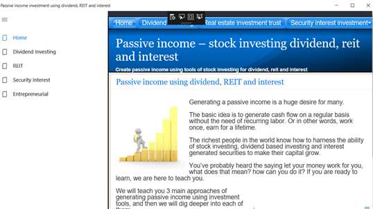 Passive income investment using dividend, REIT and interest screenshot 1