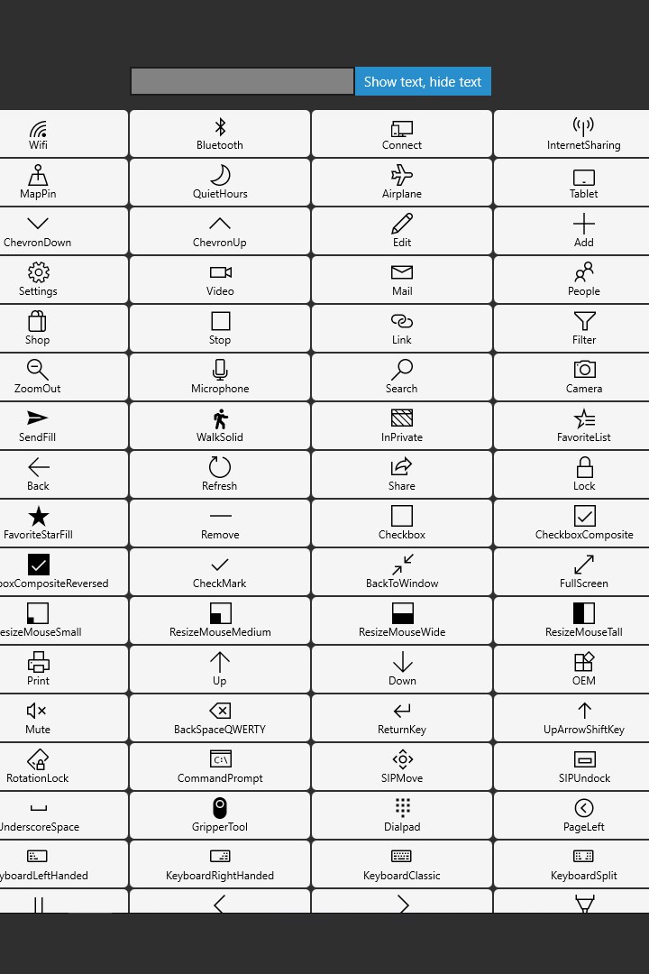 UWP Segoe MDL2 Assets
