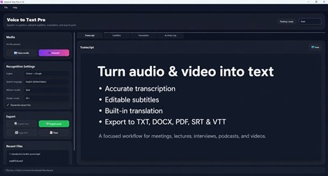 Voice To Text Converter Pro - Download and install on Windows