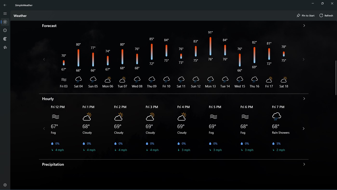 #2. SimpleWeather - A simple weather app (Windows) 由: Dave Antoine