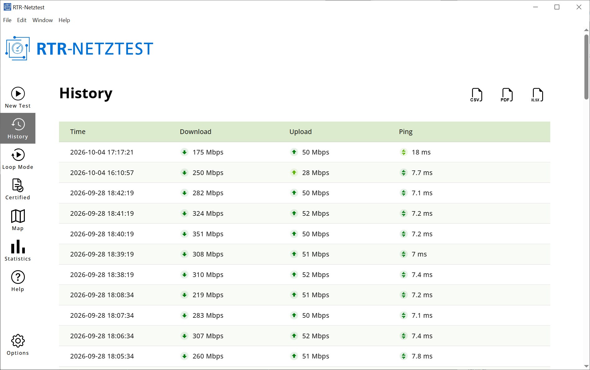 RTR-Netztest Desktop screenshot