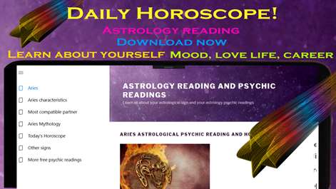 Aries daily horoscope - Astrology psychic reading Screenshots 1