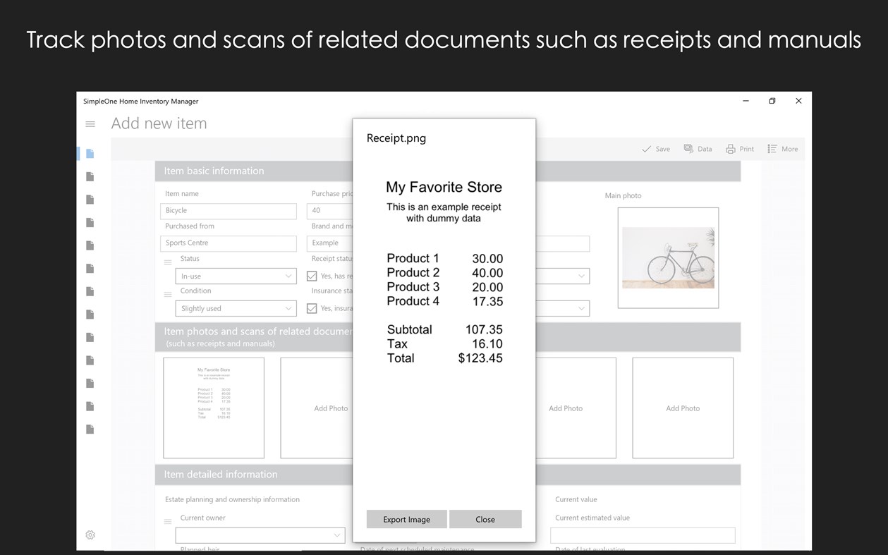 #5. SimpleOne Home Inventory Manager (Windows) By: Aidaluu Inc.