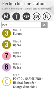 Paris Transports horaires WP7 screenshot 5