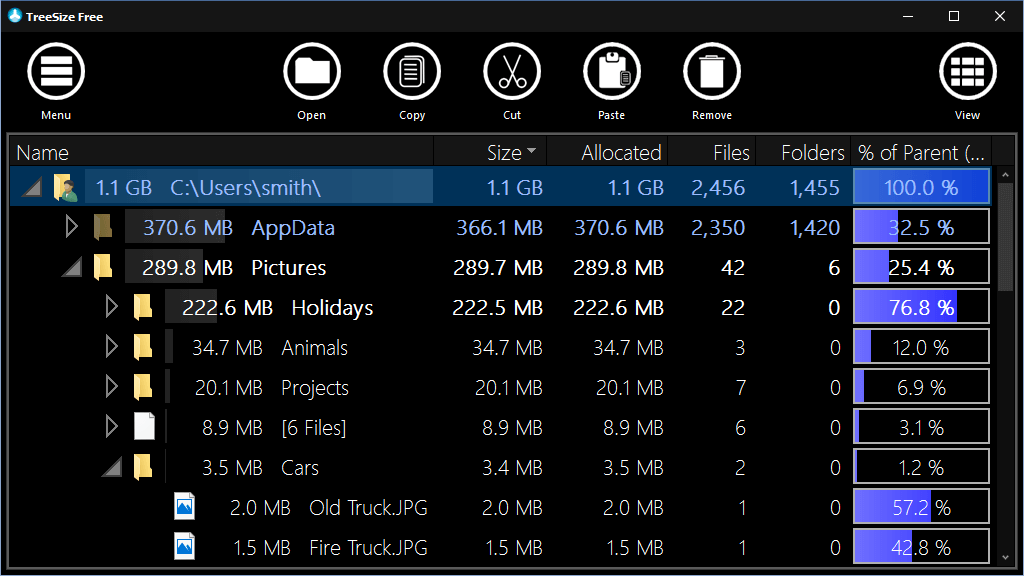 TreeSize Free for Windows 10