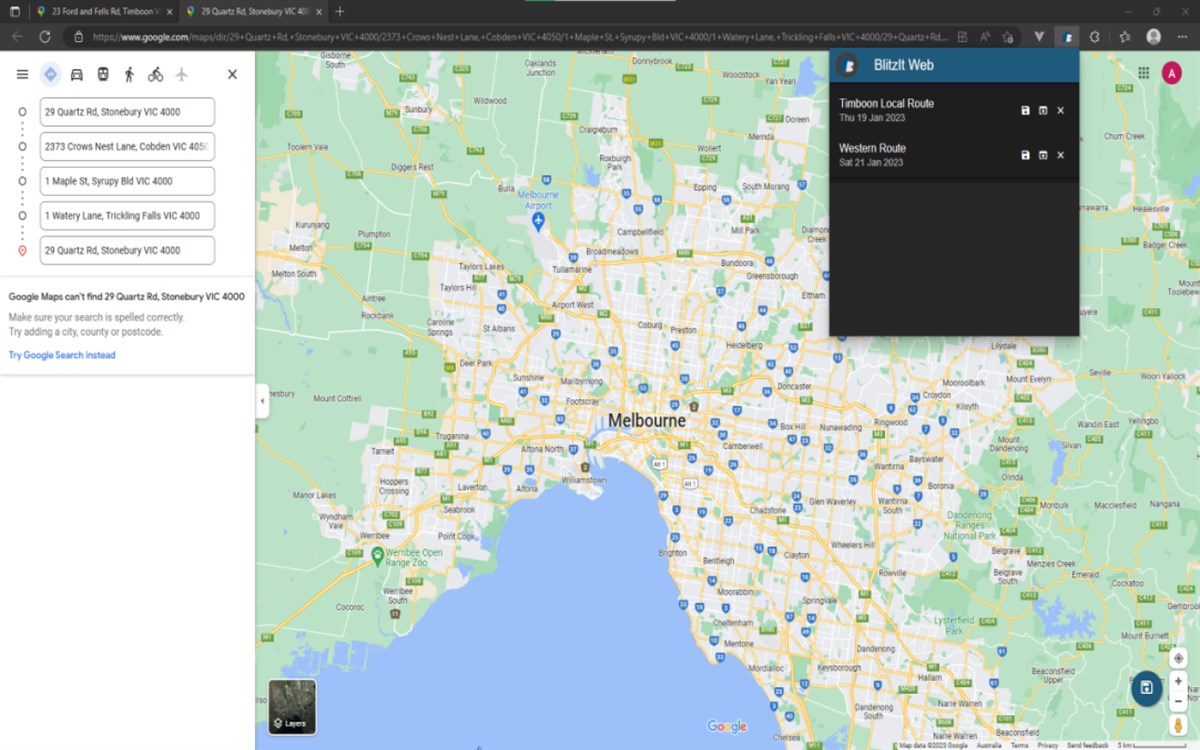 BlitzIt Web: Open, Optimize, and Save Journeys with Google Maps