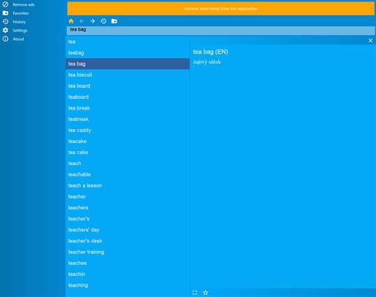 Czech English dictionary screenshot 1