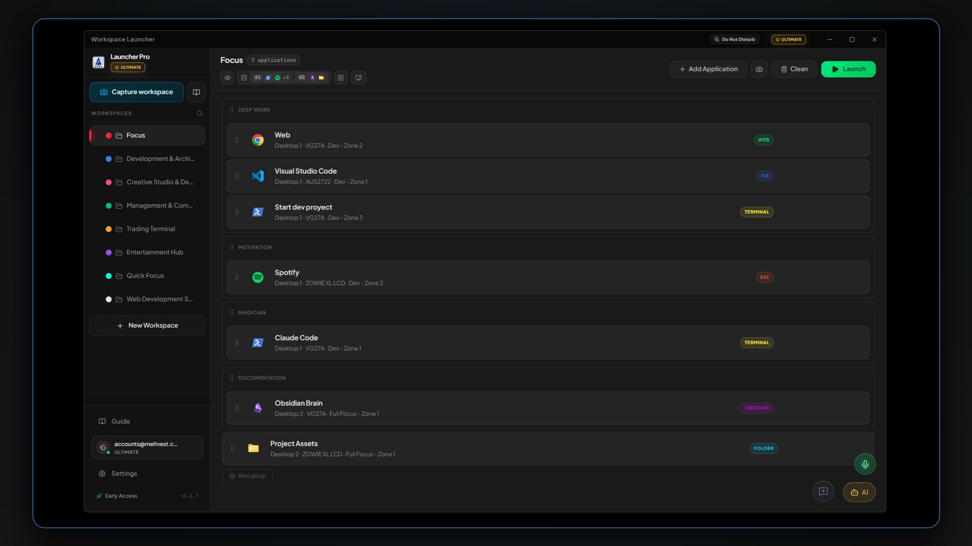 Workspace Launcher Pro screenshot
