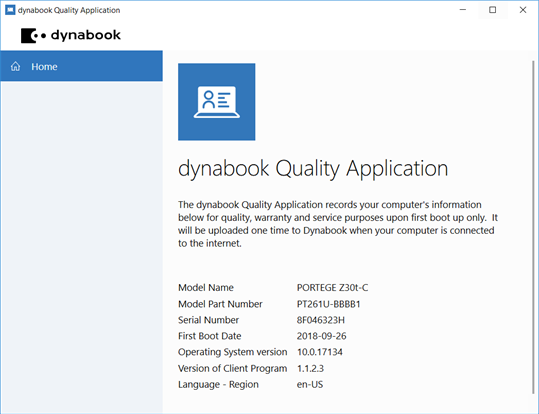 dynabook Quality Application screenshot 1