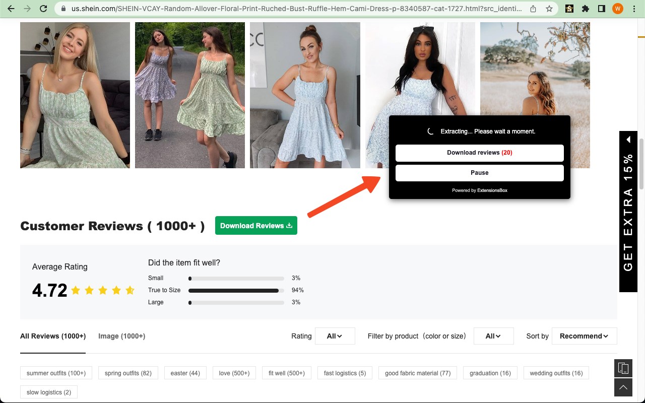 Shein Reviews Extractor - Scrape Data to CSV