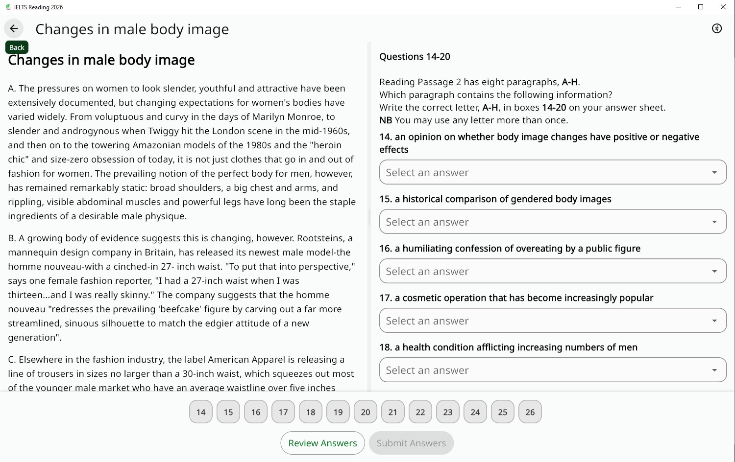IELTS Reading 2026 screenshot