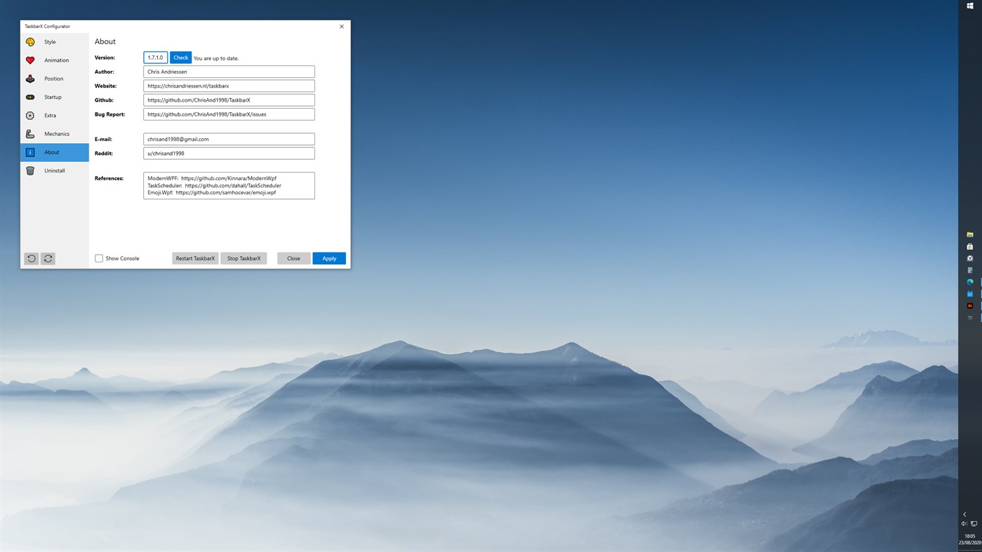 #4. TaskbarX (Windows) 作者: Chris Andriessen