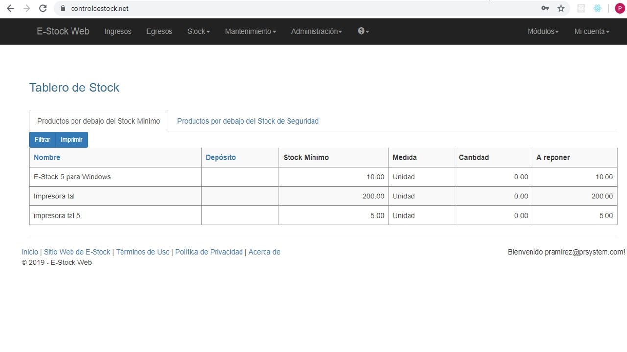 Snapshot 1 of E-Stock Web