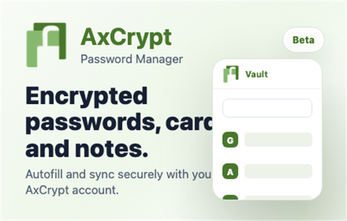 AxCrypt Password Manager Beta
