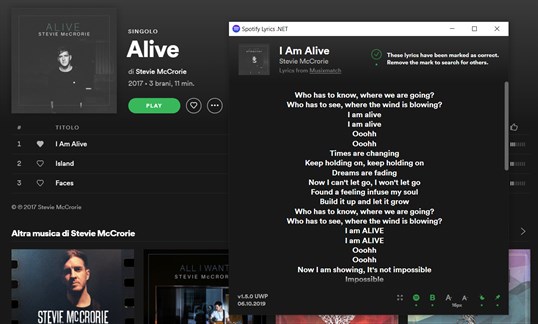 Spotify Lyrics .NET screenshot
