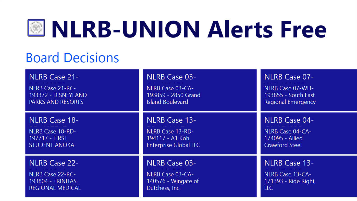 #5. NLRB-UNION Alerts (Windows) By: ADSNELLC Development