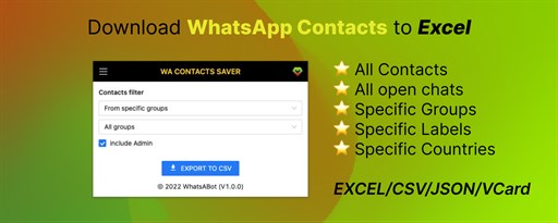 WAContactSaver - Export WA Contacts Tool marquee promo image
