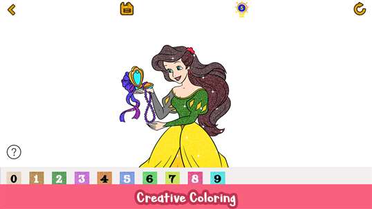 Princess Glitter Color By Number - Girls Coloring Book screenshot 2
