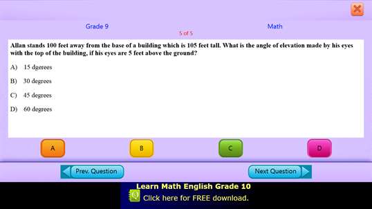 QVprep Lite Math English Grade 9 screenshot 5