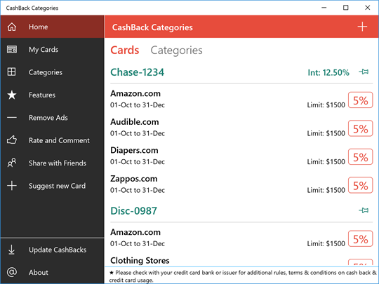 CashBack Categories screenshot 1