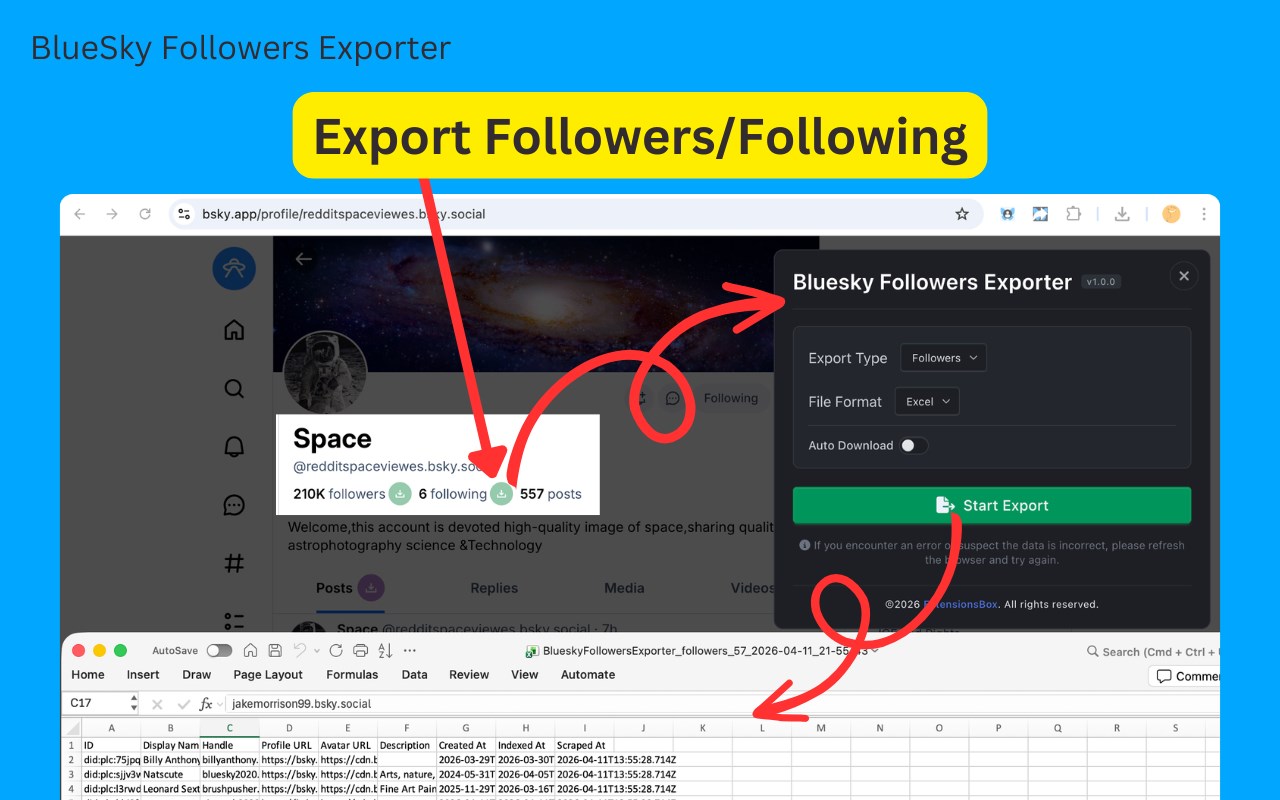 BlueSky Followers Exporter