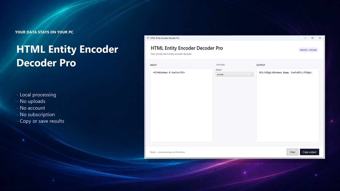 #3. HTML Entity Encoder Decoder Pro (Windows) Tekijänä: Luzala Studio