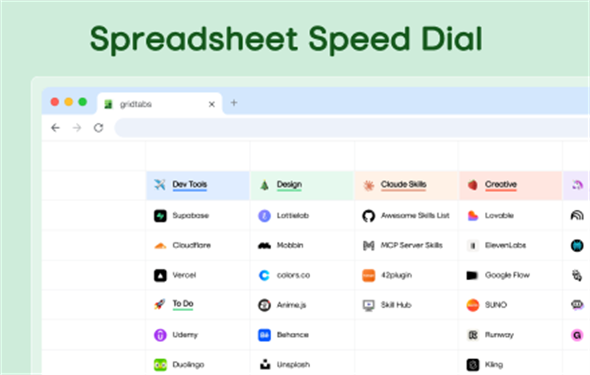 gridtabs – Bookmark Manager for New Tab