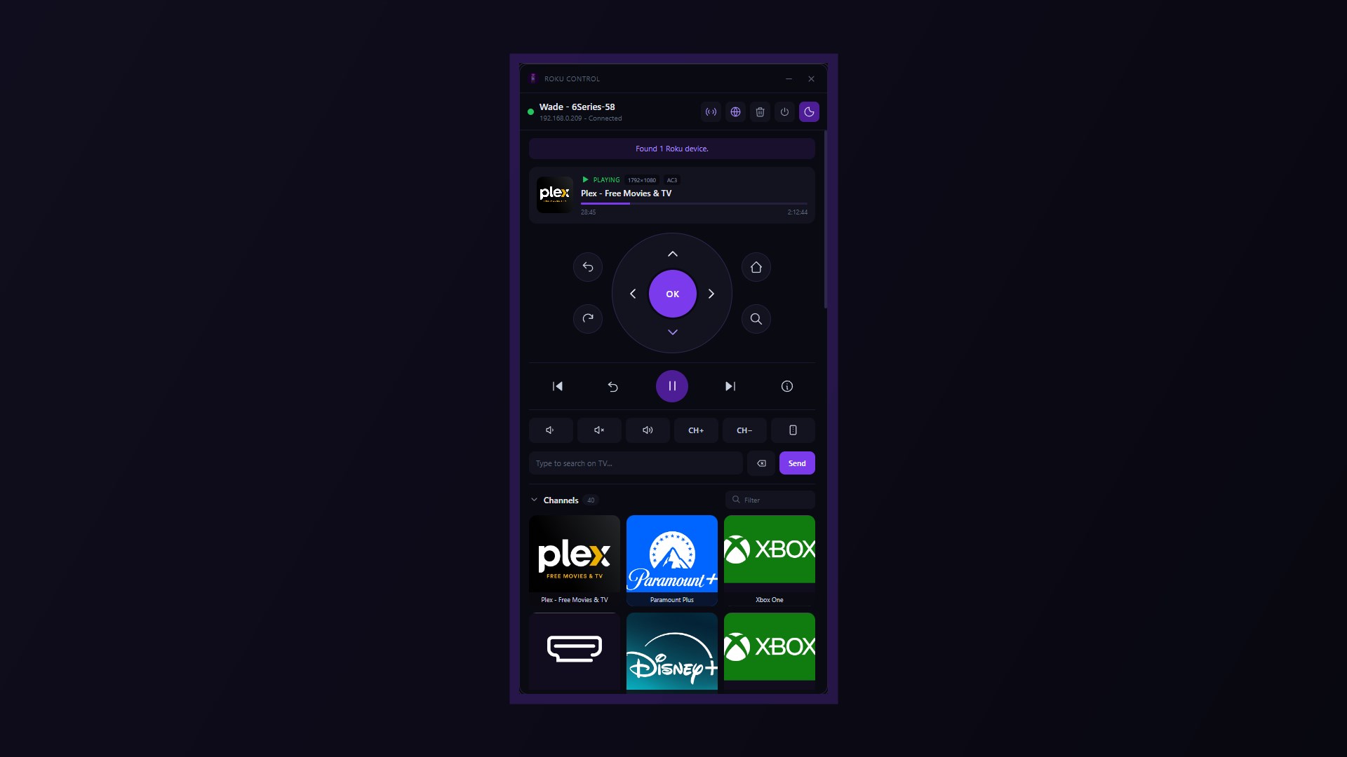 Roku Control screenshot