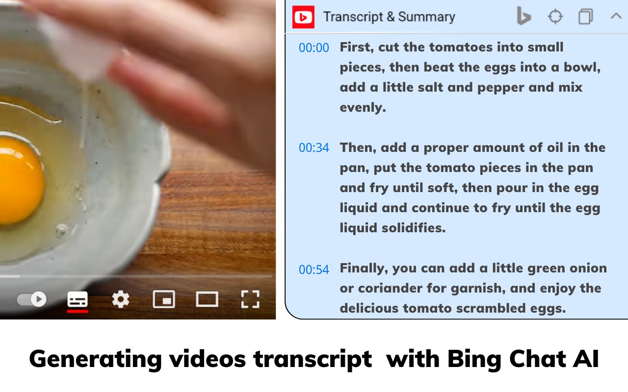 Summary with Bing Chat for YouTube