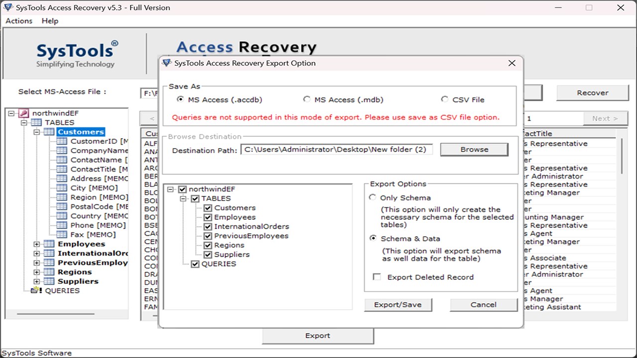 Snapshot 4 of SysTools Access Recovery
