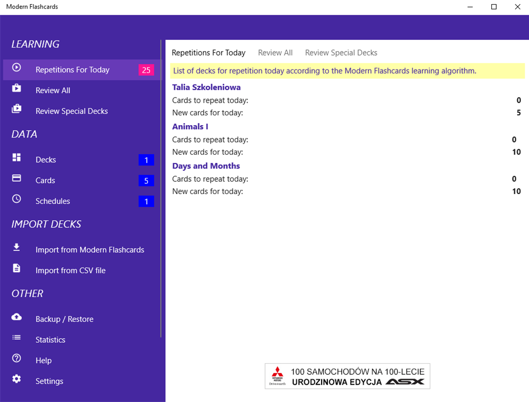 #1. Modern Flashcards (Windows) Göre: Kacper Mroczek