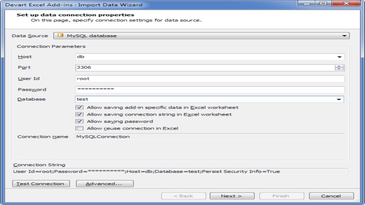 Snapshot 1 of Devart Connector for MySQL from Excel