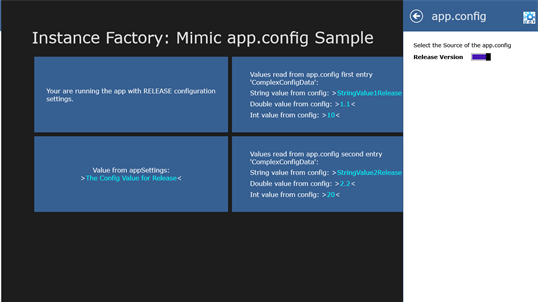 Mimic app.config Sample screenshot 2