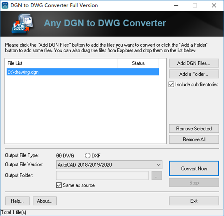 DGN to DWG Converter Full Version (Windows) 게시자: AnyDWG Software